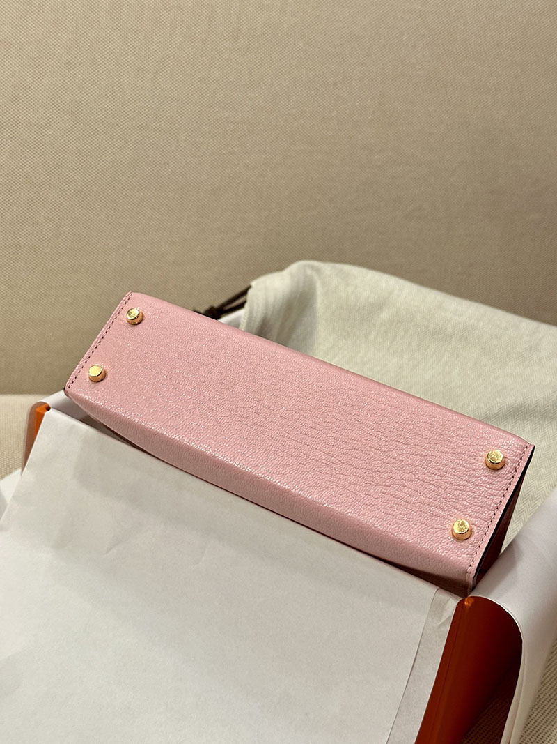最高級エルメススーパーコピー ケリーミニコピー ケリーミニ ドゥ ケリー20 外縫い ローズサクラ シェブルミゾル ゴールド金具 - 画像 (4)