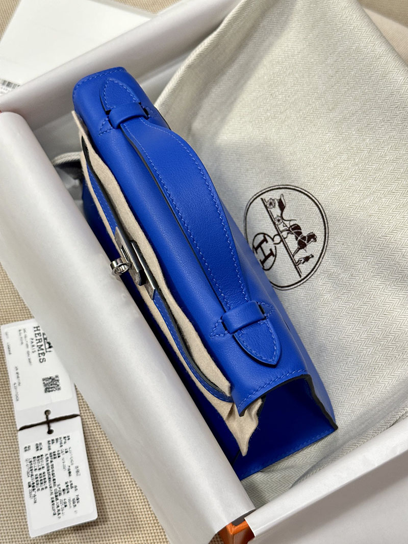 最高級エルメススーパーコピー ポシェットケリーコピー ポシェットケリー ブルーロイヤル スイフト シルバー金具 - 画像 (4)