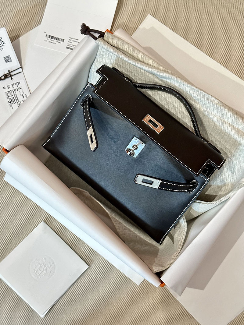最高級エルメススーパーコピー ポシェットケリーコピー ポシェットケリー パーソナル 黒 ブラックxベトン スイフト シルバー金具 - 画像 (3)