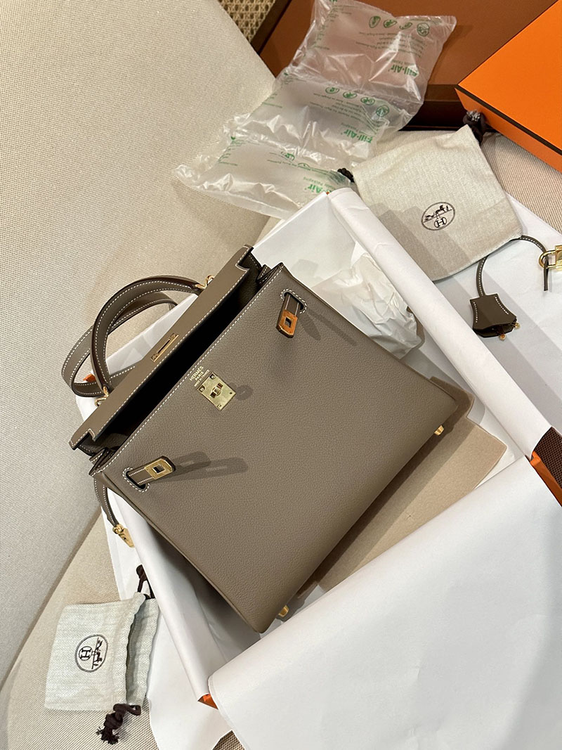 最高級エルメススーパーコピー ケリー25コピー ケリー25 内縫い エトゥープ エバーカラー ゴールド金具 - 画像 (4)