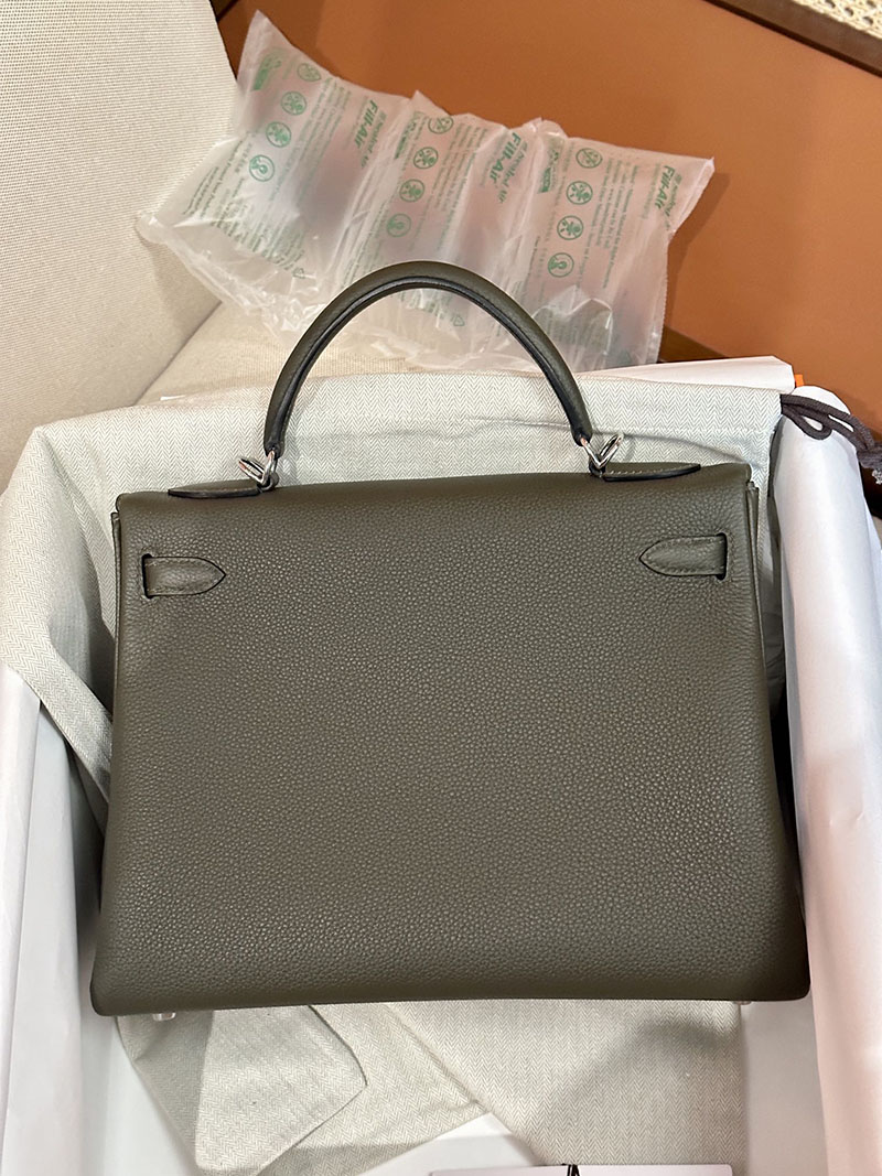最高級エルメススーパーコピー ケリー32コピー ケリー32 内縫い ヴェールドグリ トゴ シルバー金具 - 画像 (2)