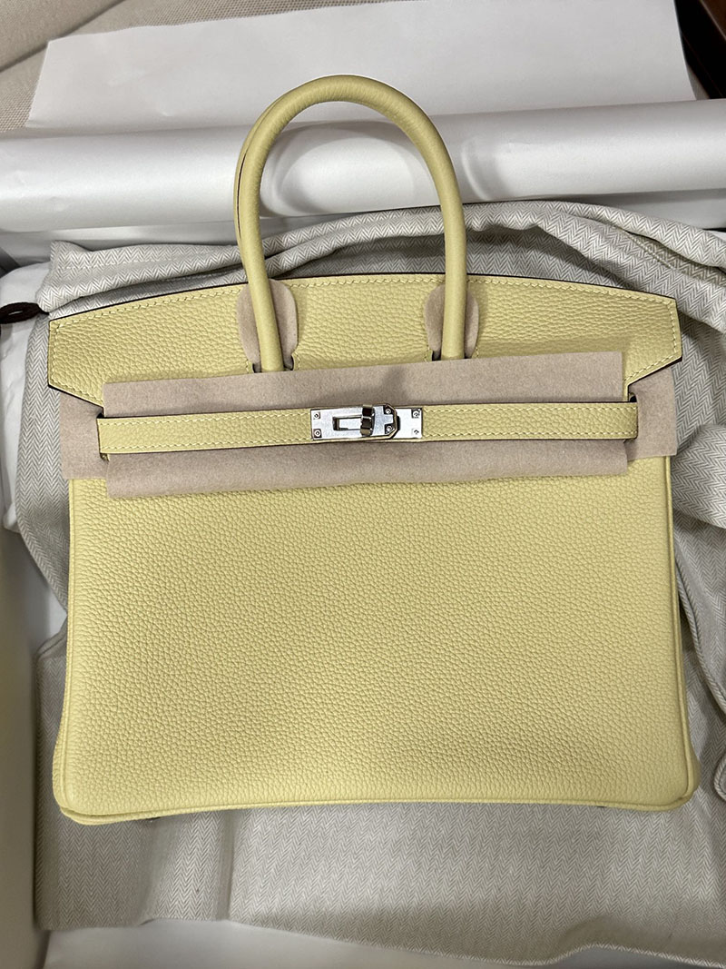 最高級エルメススーパーコピー バーキン25コピー バーキン25 ジョーヌプッサン トゴ シルバー金具 - 画像 (6)