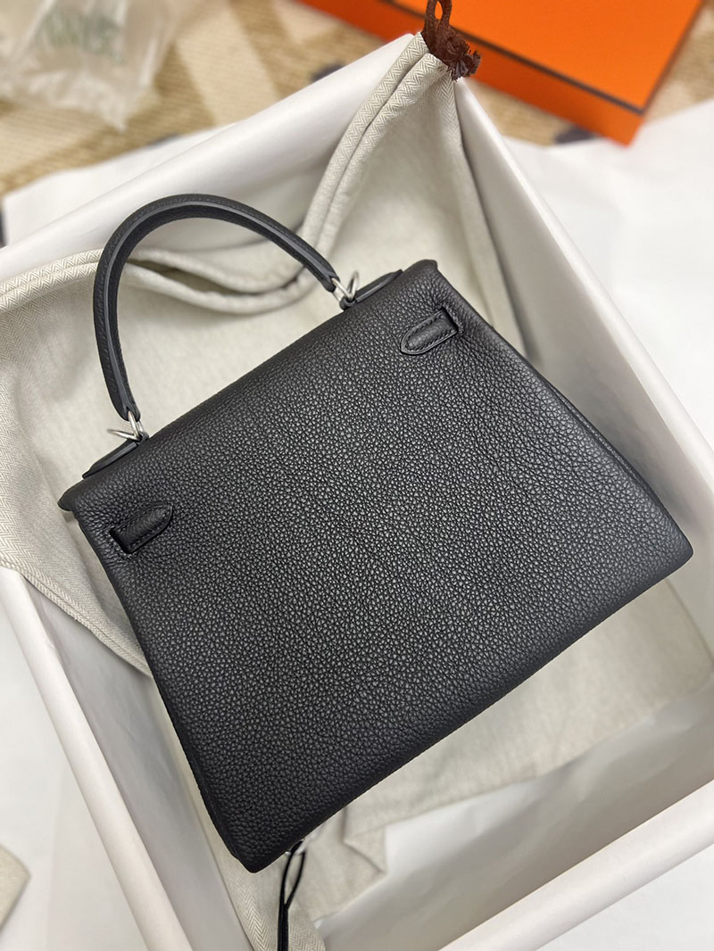 最高級エルメススーパーコピー ケリー25コピー ケリー25 内縫い 黒 ブラック トゴ シルバー金具 - 画像 (4)