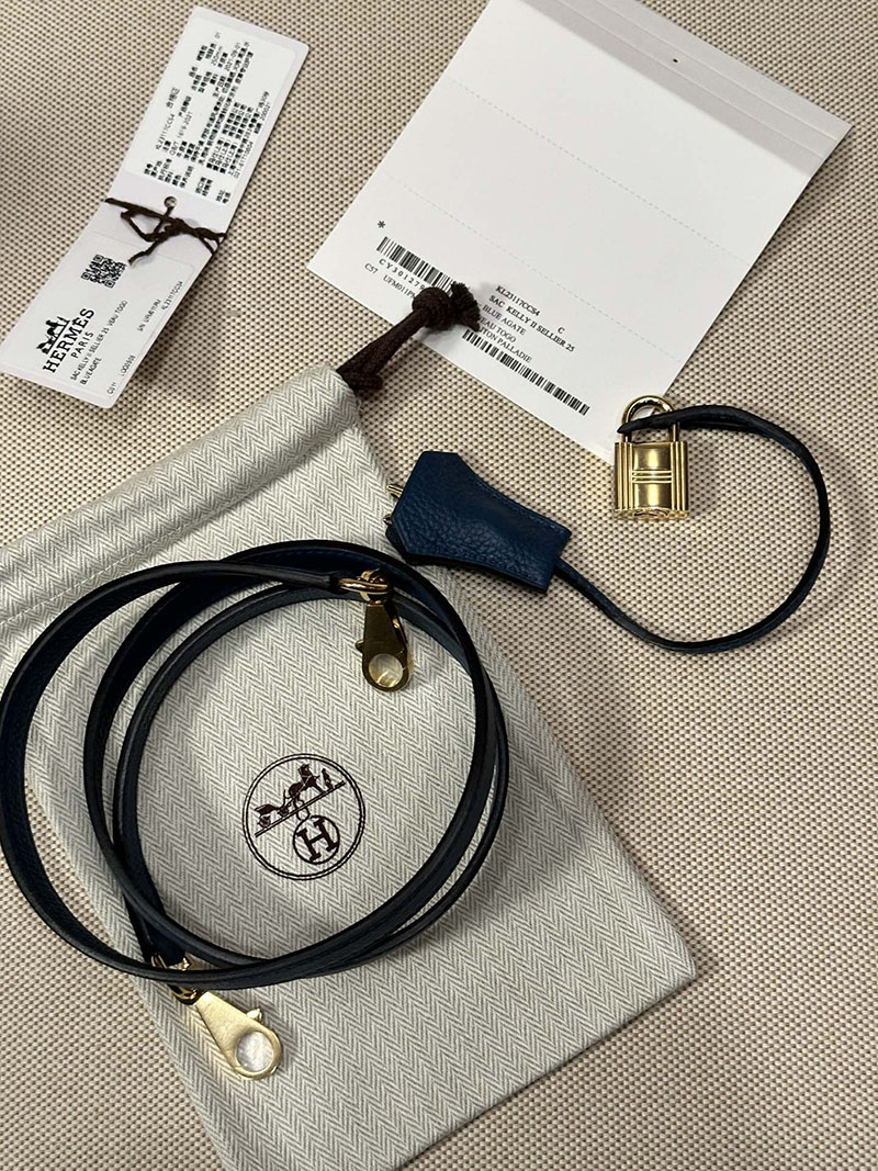最高級エルメススーパーコピー ケリー25コピー ケリー25 内縫い ディープブルー トゴ ゴールド金具 - 画像 (3)