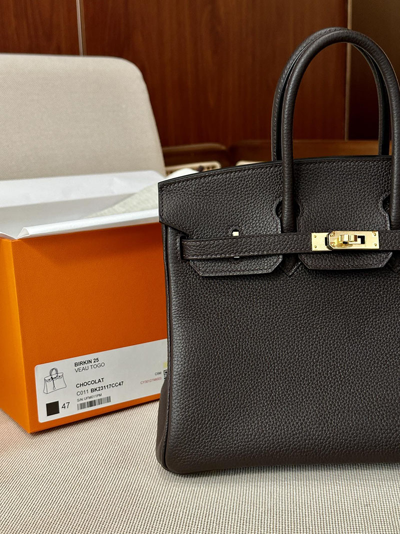 最高級エルメススーパーコピー バーキン25コピー バーキン25 ショコラ トゴ ゴールド金具 - 画像 (6)