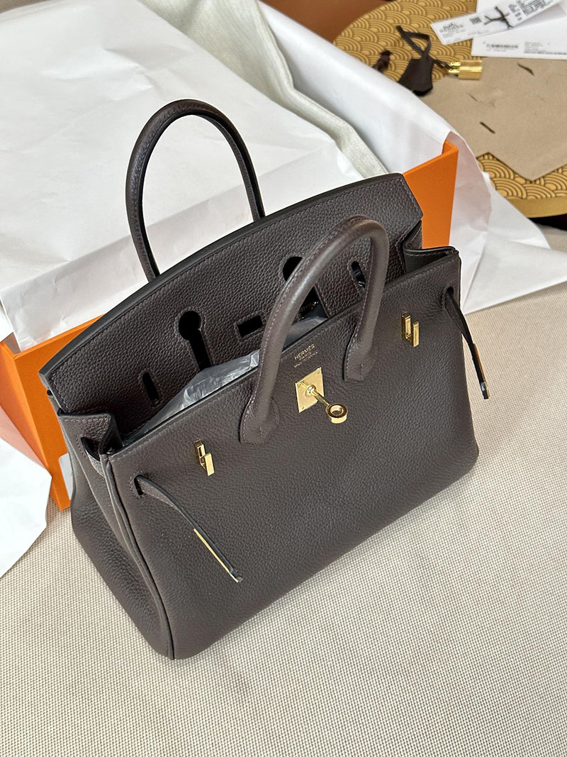 最高級エルメススーパーコピー バーキン25コピー バーキン25 ショコラ トゴ ゴールド金具 - 画像 (4)