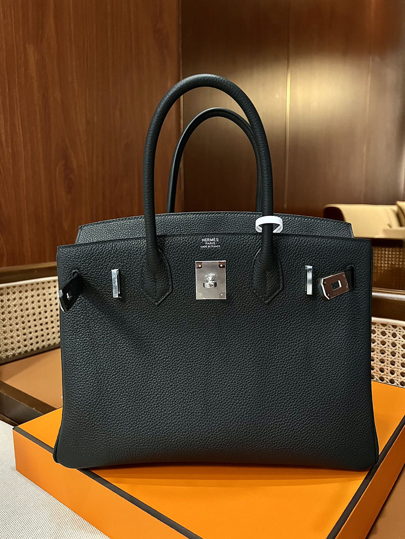 最高級エルメススーパーコピー バーキン30コピー バーキン30 黒 ブラック トゴ シルバー金具 - 画像 (7)