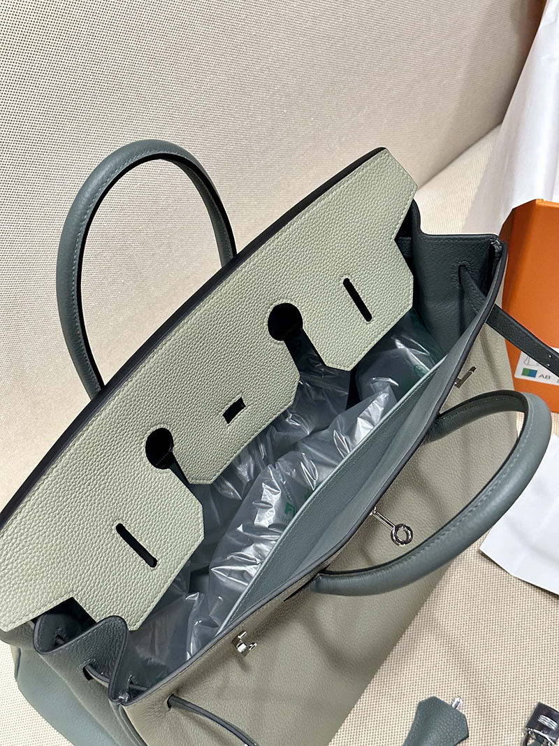 最高級エルメススーパーコピー バーキン35コピー バーキン35 パーソナル ヴェールアマンドxソーゼ トゴ シルバー金具 - 画像 (9)