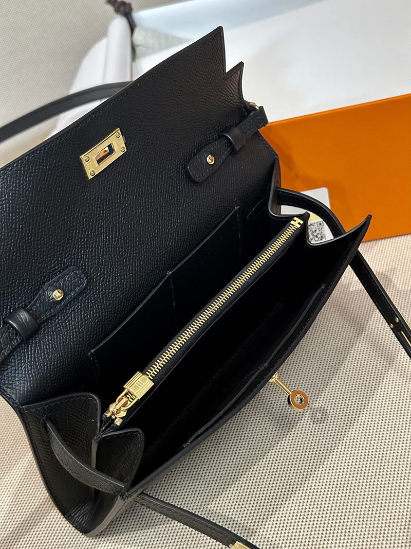 最高級エルメススーパーコピー ケリートゥーゴーコピー 長財布 ケリーウォレット ロング トゥーゴー 黒 ブラック ヴォーエプソン ゴールド金具 - 画像 (6)