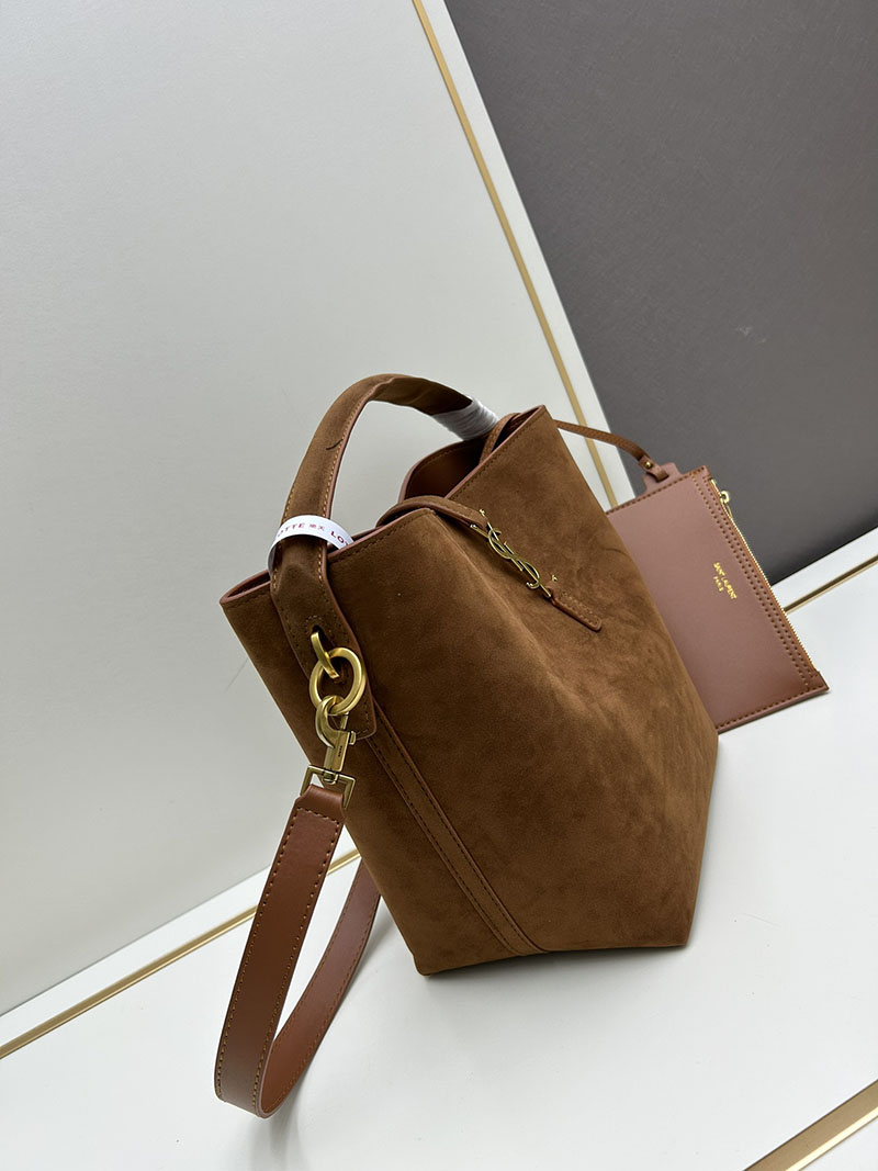 N品 YSL サンローラン LE 37 スモール(スエード)ブラウン 7490361U80W2536 カーフスキンレザー ゴールド金具 激安優良店 - 画像 (8)