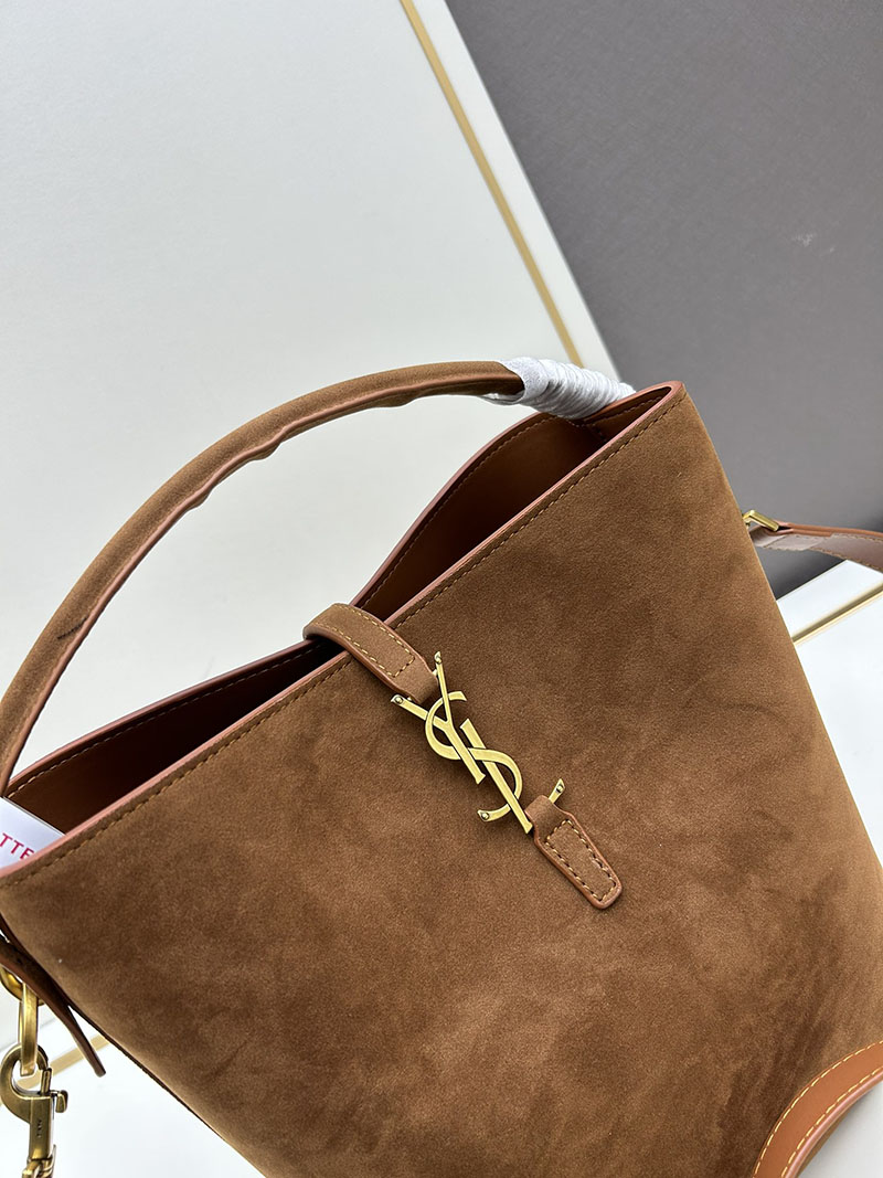 N品 YSL サンローラン LE 37 スモール(スエード)ブラウン 7490361U80W2536 カーフスキンレザー ゴールド金具 激安優良店 - 画像 (6)