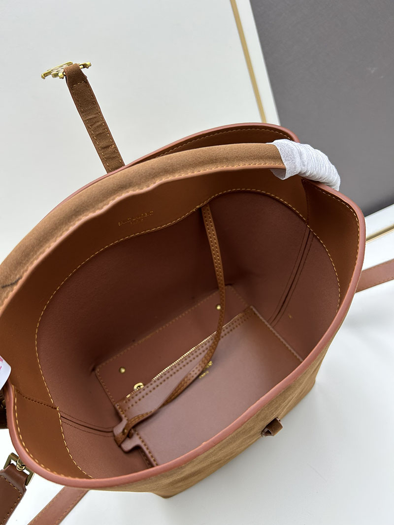 N品 YSL サンローラン LE 37 スモール(スエード)ブラウン 7490361U80W2536 カーフスキンレザー ゴールド金具 激安優良店 - 画像 (3)
