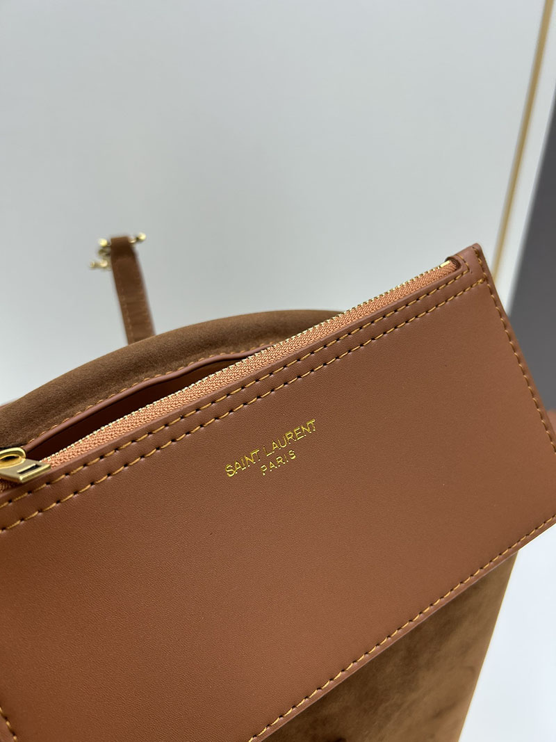 N品 YSL サンローラン LE 37 スモール(スエード)ブラウン 7490361U80W2536 カーフスキンレザー ゴールド金具 激安優良店 - 画像 (2)