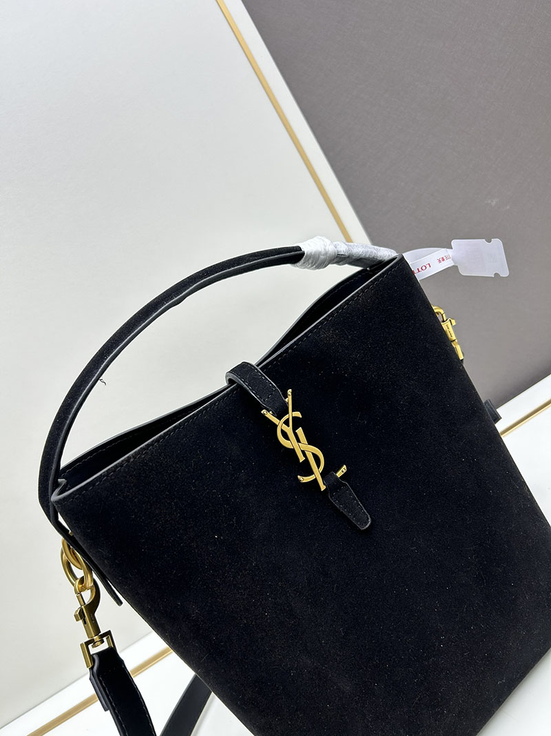N品 YSL サンローラン LE 37 スモール(スエード) ブラック 7490361U80W1000 カーフスキンレザー ゴールド金具 激安優良店 - 画像 (6)