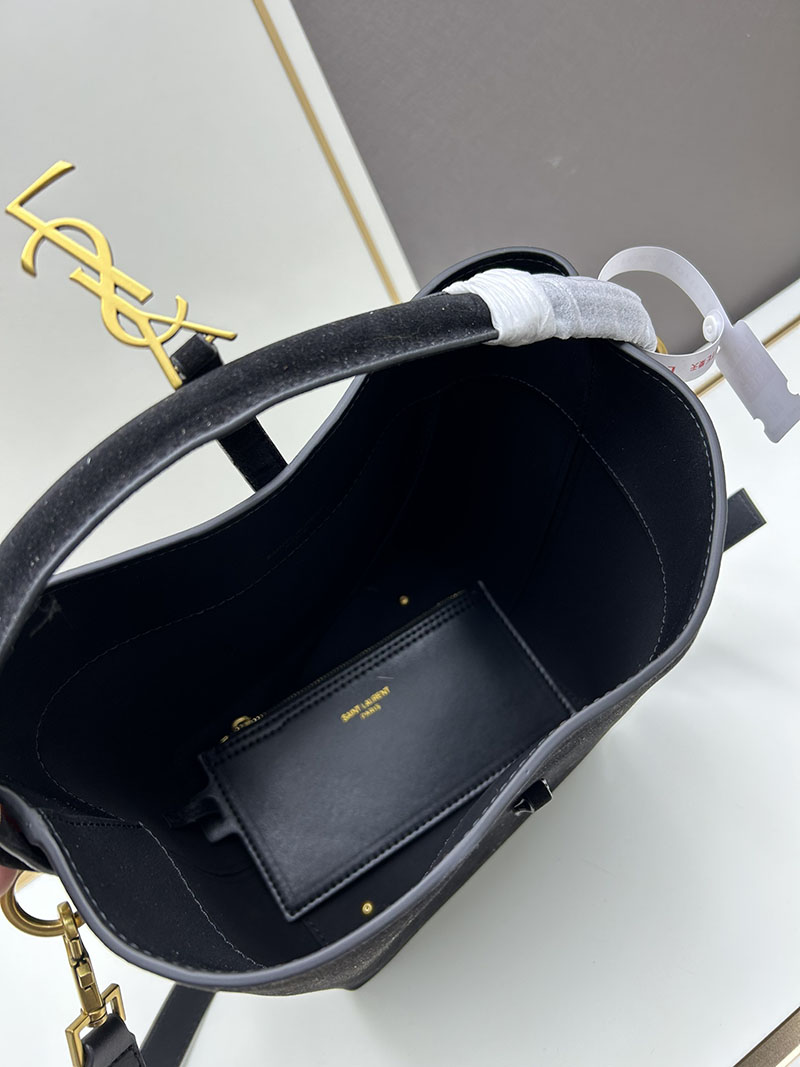 N品 YSL サンローラン LE 37 スモール(スエード) ブラック 7490361U80W1000 カーフスキンレザー ゴールド金具 激安優良店 - 画像 (3)