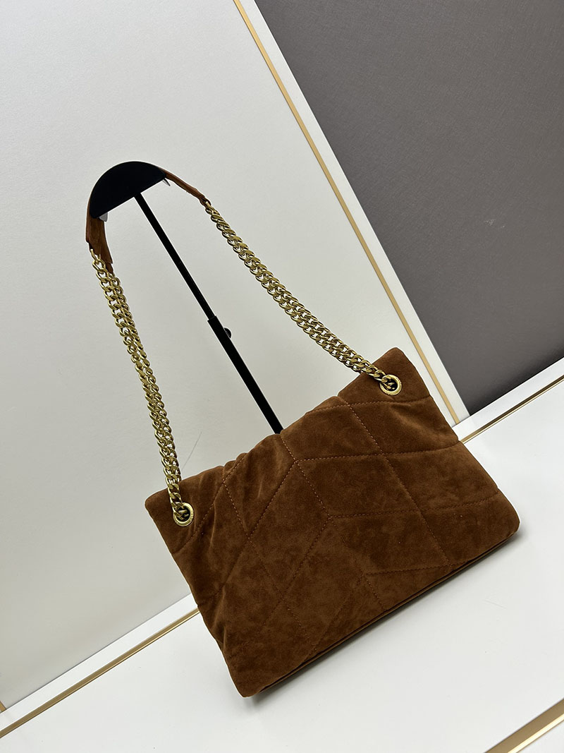N品 YSL サンローラン ルル ミディアム(キルティングスエード)BROWN COFFEE 5749461U8672358 CALFSKIN LEATHER ゴールド金具 激安優良店 - 画像 (8)