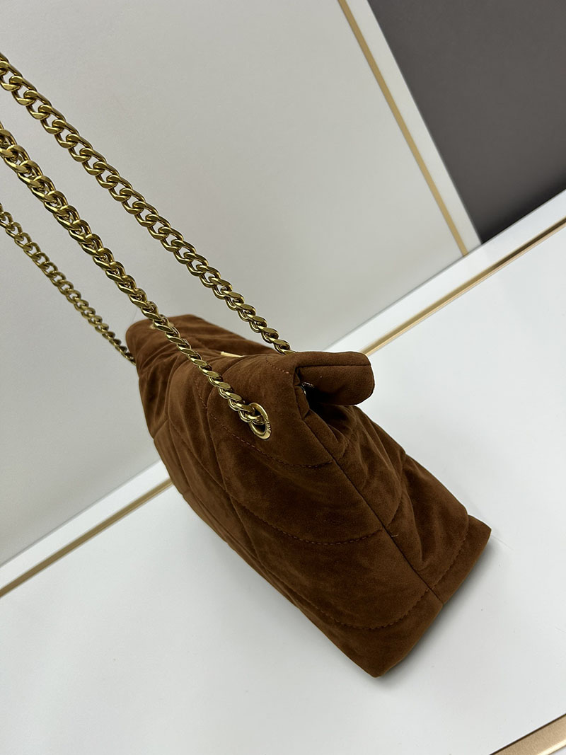N品 YSL サンローラン ルル ミディアム(キルティングスエード)BROWN COFFEE 5749461U8672358 CALFSKIN LEATHER ゴールド金具 激安優良店 - 画像 (7)