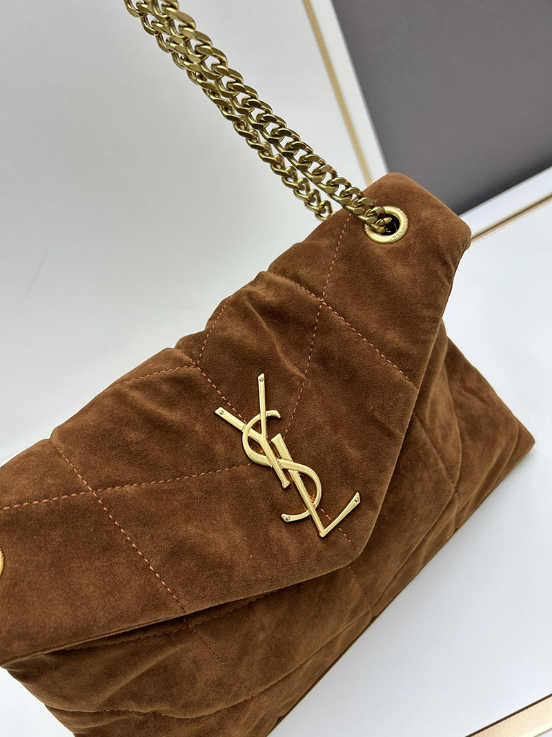 N品 YSL サンローラン ルル ミディアム(キルティングスエード)BROWN COFFEE 5749461U8672358 CALFSKIN LEATHER ゴールド金具 激安優良店 - 画像 (6)