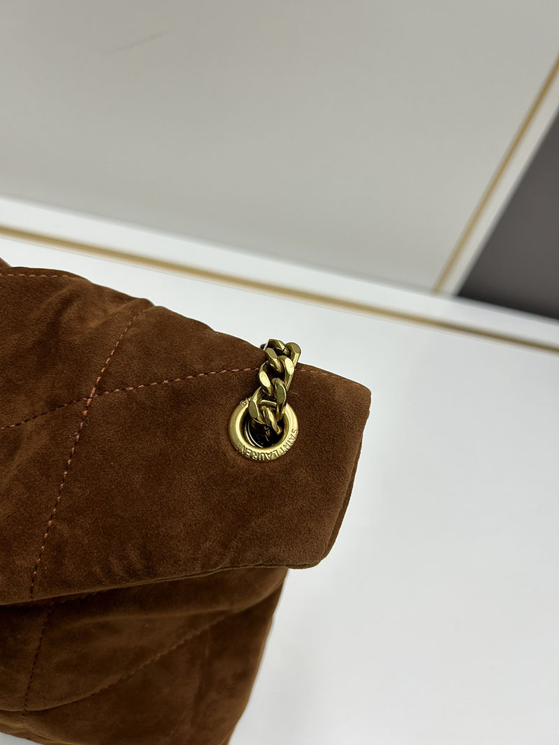 N品 YSL サンローラン ルル ミディアム(キルティングスエード)BROWN COFFEE 5749461U8672358 CALFSKIN LEATHER ゴールド金具 激安優良店 - 画像 (4)