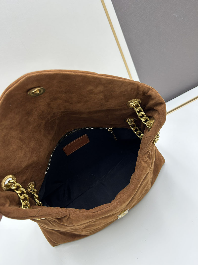 N品 YSL サンローラン ルル ミディアム(キルティングスエード)BROWN COFFEE 5749461U8672358 CALFSKIN LEATHER ゴールド金具 激安優良店 - 画像 (3)
