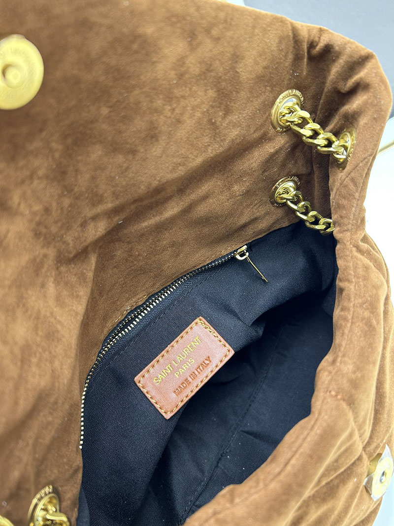 N品 YSL サンローラン ルル ミディアム(キルティングスエード)BROWN COFFEE 5749461U8672358 CALFSKIN LEATHER ゴールド金具 激安優良店 - 画像 (2)