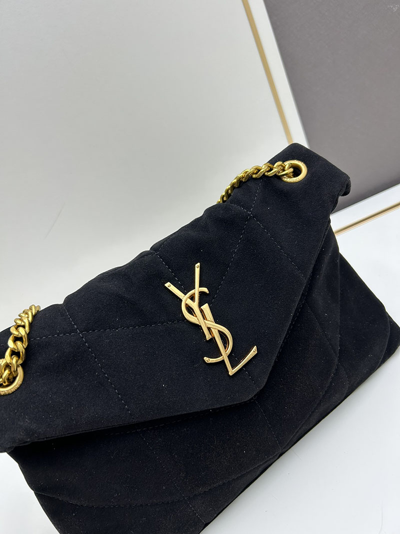 N品 YSL サンローラン ルル ミディアム(キルティングスエード)ブラック 5749461U8671000 CALFSKIN LEATHER ゴールド金具 激安優良店 - 画像 (6)