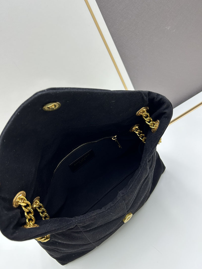 N品 YSL サンローラン ルル ミディアム(キルティングスエード)ブラック 5749461U8671000 CALFSKIN LEATHER ゴールド金具 激安優良店 - 画像 (3)