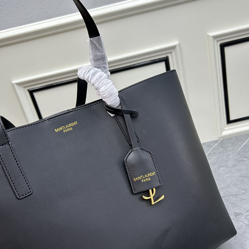 N品 YSL サンローラン ショッピングバッグ サンローラン ブラック 600281CSV0J1000 カーフスキンレザー ゴールド金具 激安優良店 - 画像 (5)