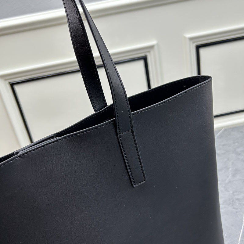 N品 YSL サンローラン ショッピングバッグ サンローラン ブラック 600281CSV0J1000 カーフスキンレザー ゴールド金具 激安優良店 - 画像 (4)