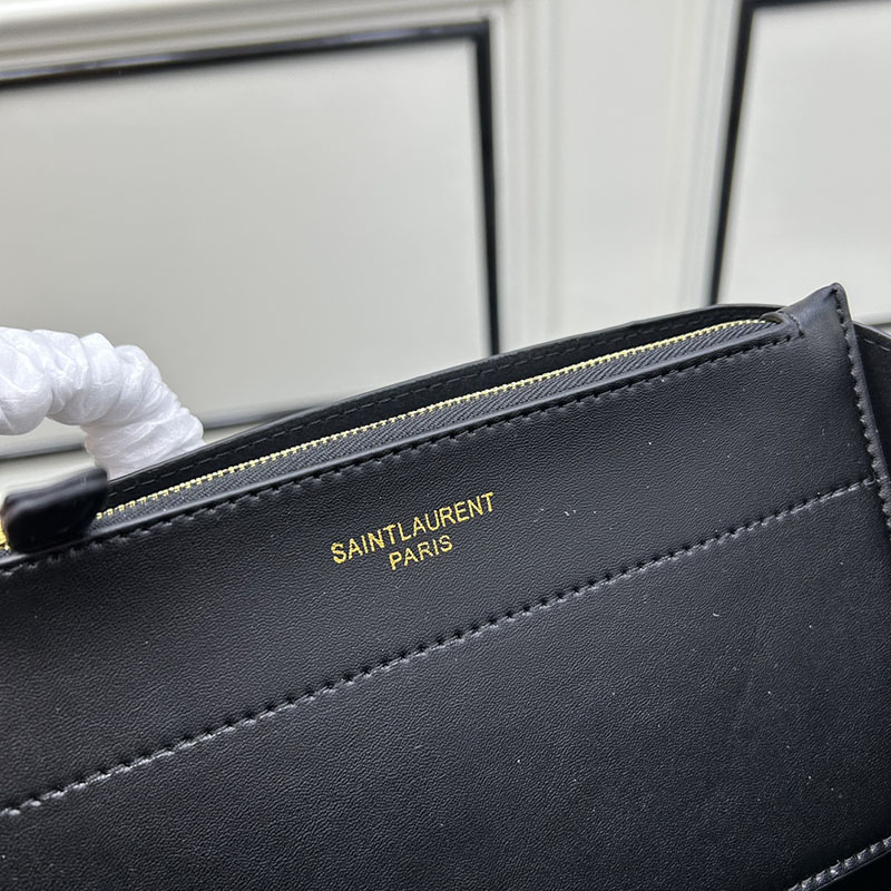 N品 YSL サンローラン ショッピングバッグ サンローラン ブラック 600281CSV0J1000 カーフスキンレザー ゴールド金具 激安優良店 - 画像 (2)