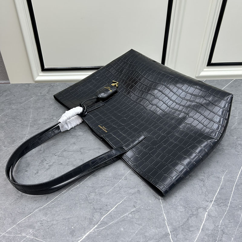 N品 YSL サンローラン ショッピングバッグ サンローラン ブラック 600281CSV0J1062 カーフスキンレザー ゴールド金具 激安優良店 - 画像 (7)