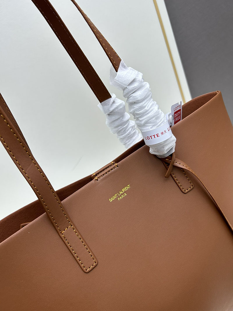 N品 YSL サンローラン ショッピングバッグ サンローラン ブラウン 600281CSV0J6309 カーフスキンレザー ゴールド金具 激安優良店 - 画像 (6)