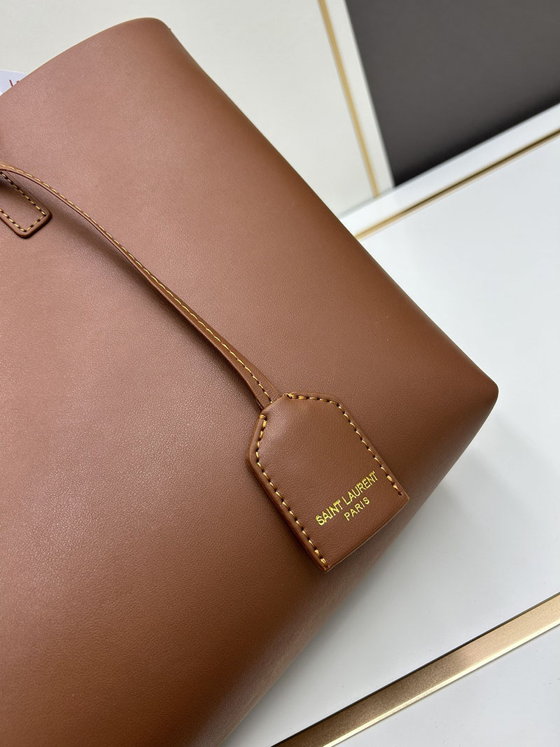 N品 YSL サンローラン ショッピングバッグ サンローラン ブラウン 600281CSV0J6309 カーフスキンレザー ゴールド金具 激安優良店 - 画像 (4)