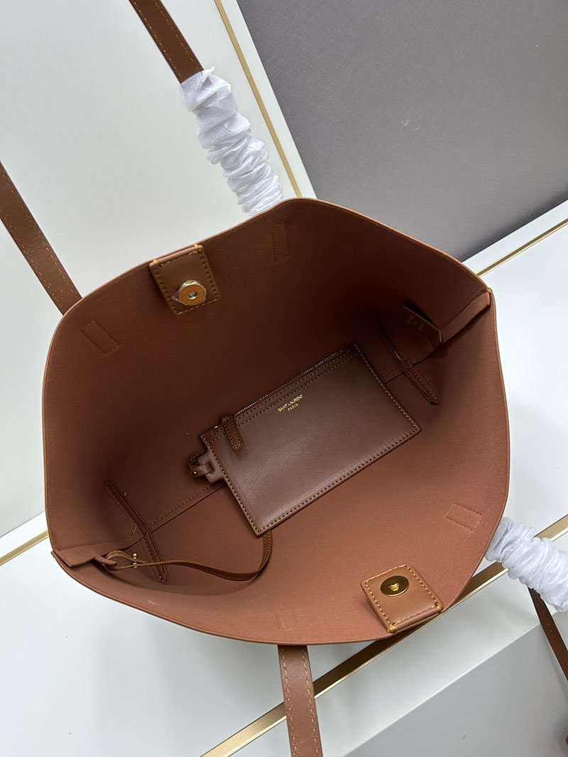 N品 YSL サンローラン ショッピングバッグ サンローラン ブラウン 600281CSV0J6309 カーフスキンレザー ゴールド金具 激安優良店 - 画像 (3)