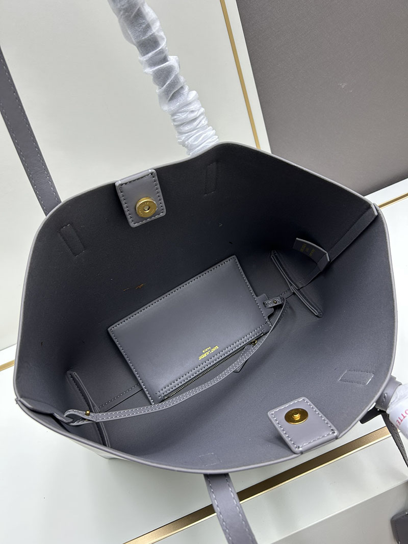 N品 YSL サンローラン ショッピングバッグ サンローラン グレー 600281CSV0J1112 カーフスキンレザー ゴールド金具 激安優良店 - 画像 (3)