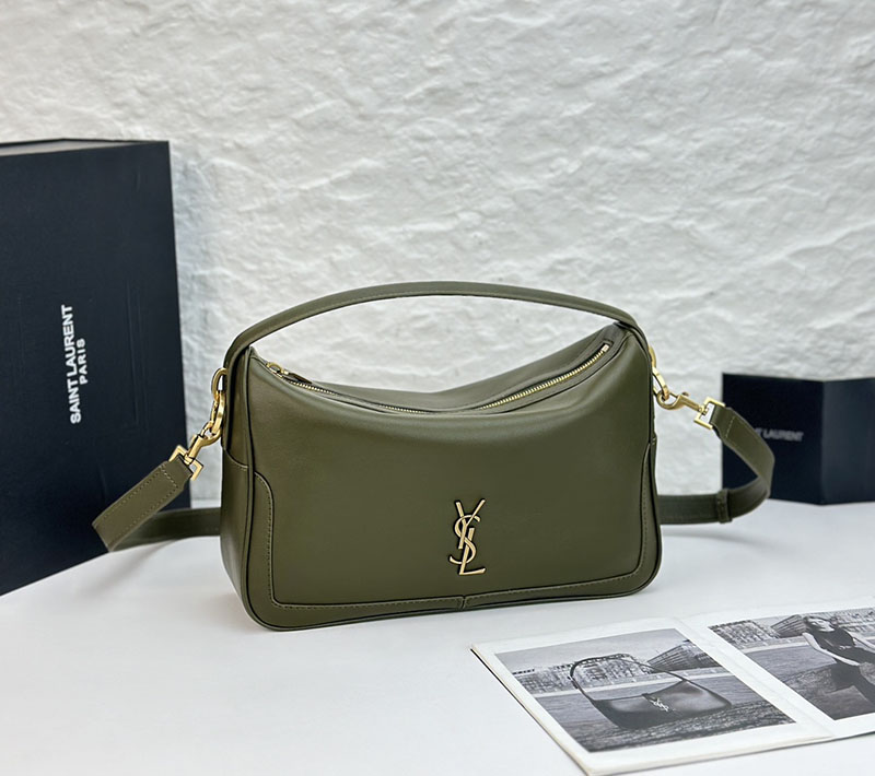 N品 YSL サンローラン Camera Supple bag ダークグリーン 7538261EL0E3045 ラムスキン ゴールド金具 激安優良店 - 画像 (9)