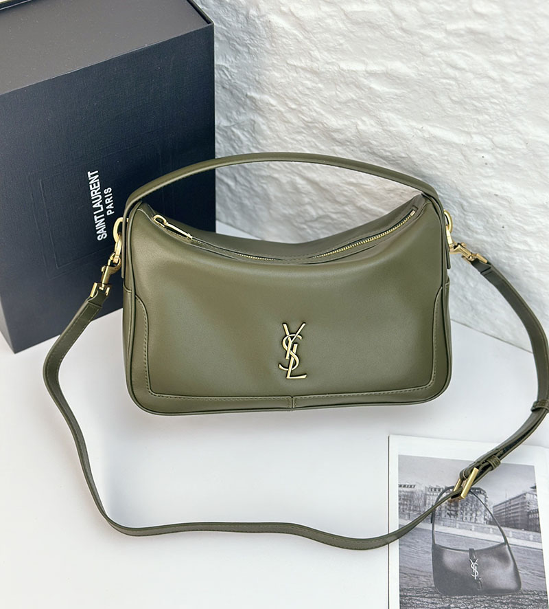 N品 YSL サンローラン Camera Supple bag ダークグリーン 7538261EL0E3045 ラムスキン ゴールド金具 激安優良店 - 画像 (6)