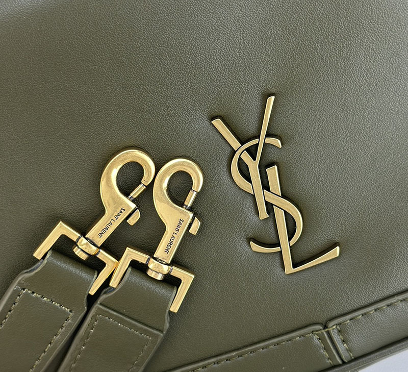 N品 YSL サンローラン Camera Supple bag ダークグリーン 7538261EL0E3045 ラムスキン ゴールド金具 激安優良店 - 画像 (5)