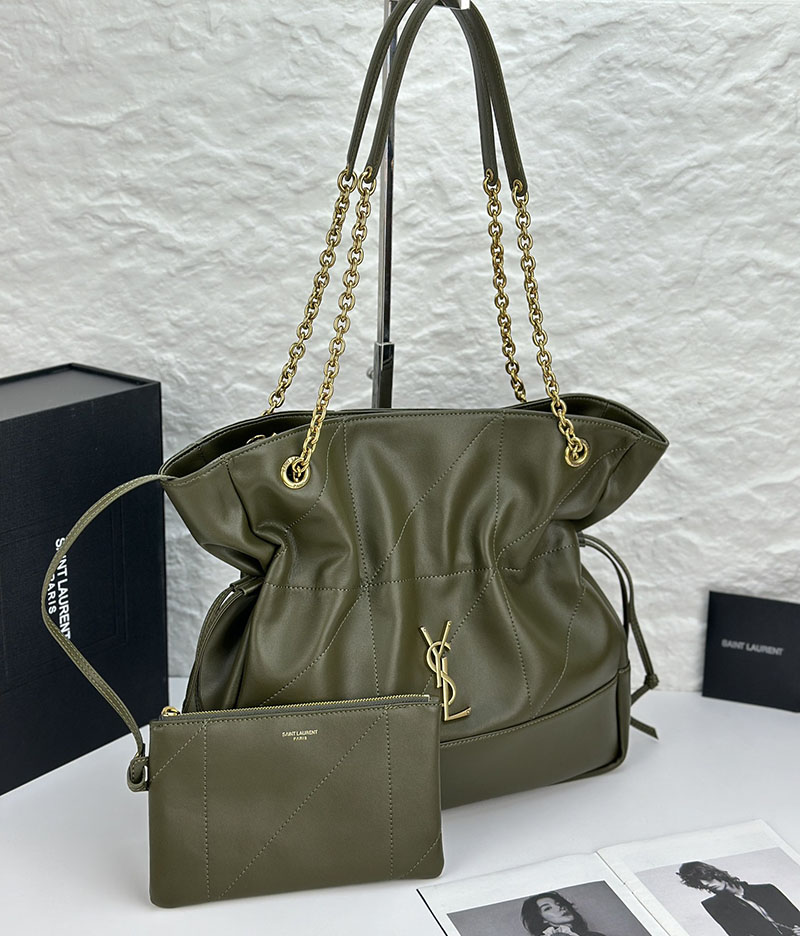 N品 YSL サンローラン ジェイミー 4.3 トート ダークグリーン 809824AAB323045 ラムスキン ゴールド金具 激安優良店 - 画像 (9)