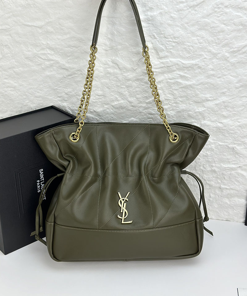 N品 YSL サンローラン ジェイミー 4.3 トート ダークグリーン 809824AAB323045 ラムスキン ゴールド金具 激安優良店 - 画像 (5)