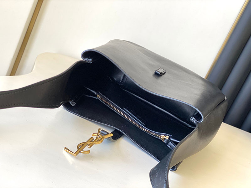 N品 YSL サンローラン LE 5 À 7 ラージ ソフト ブラック シャイニー 753837AAAUQ1000 カーフスキンレザー ゴールド金具 激安優良店 - 画像 (4)