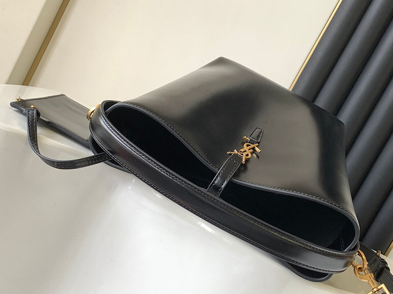 N品 YSL サンローラン LE 37 (シャイニーレザー)ブラック 7428282R20W1000 カーフスキンレザー ゴールド金具 激安優良店 - 画像 (4)
