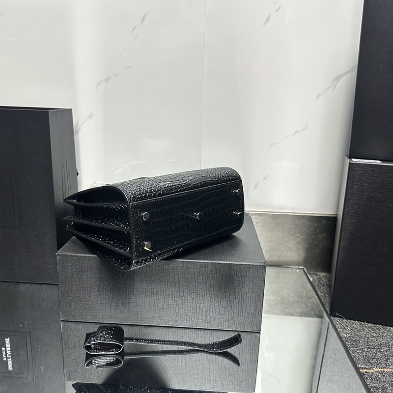 N品 YSL サンローラン サック サック ド ジュール ナノ(クロコダイルエンボスレザー) ブラック 392035DND1N1000 カーフスキンレザー シルバー金具 激安優良店 - 画像 (5)