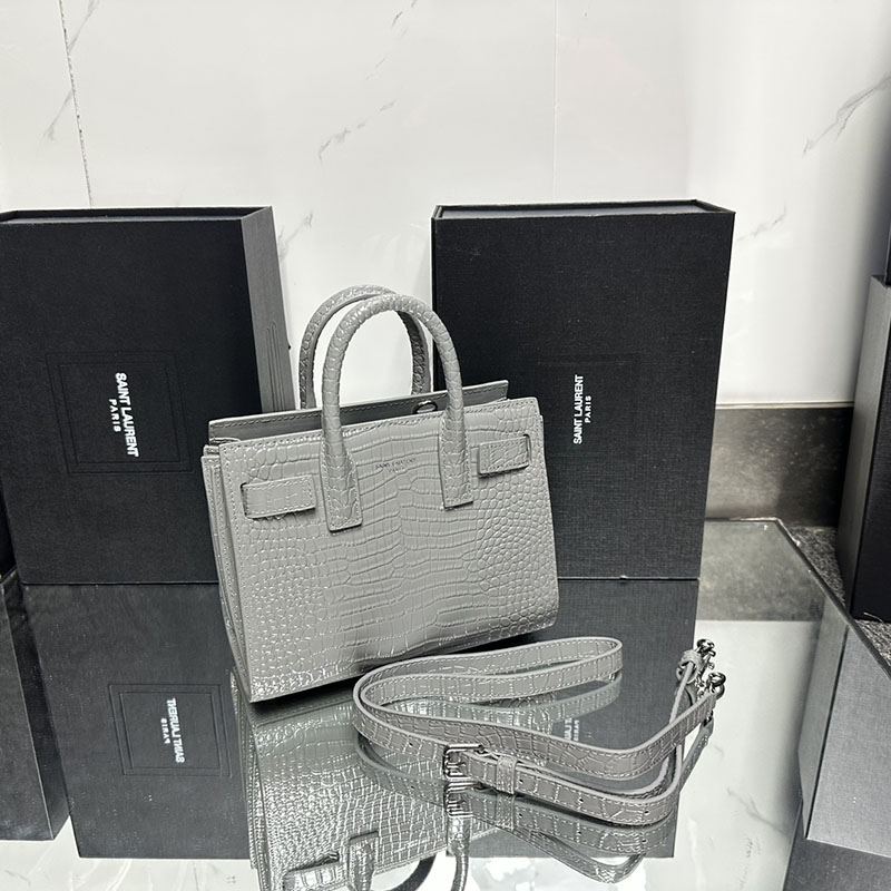 N品 YSL サンローラン サック サック ド ジュール ナノ(クロコダイルエンボスレザー) STORM 392035DND1N1112 カーフスキンレザー シルバー金具 激安優良店 - 画像 (4)