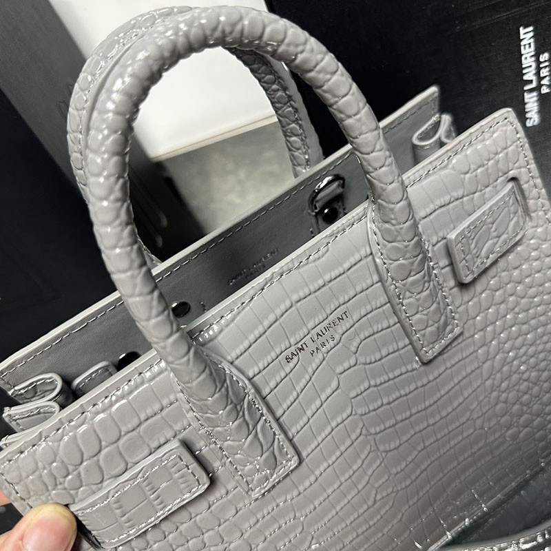 N品 YSL サンローラン サック サック ド ジュール ナノ(クロコダイルエンボスレザー) STORM 392035DND1N1112 カーフスキンレザー シルバー金具 激安優良店 - 画像 (3)