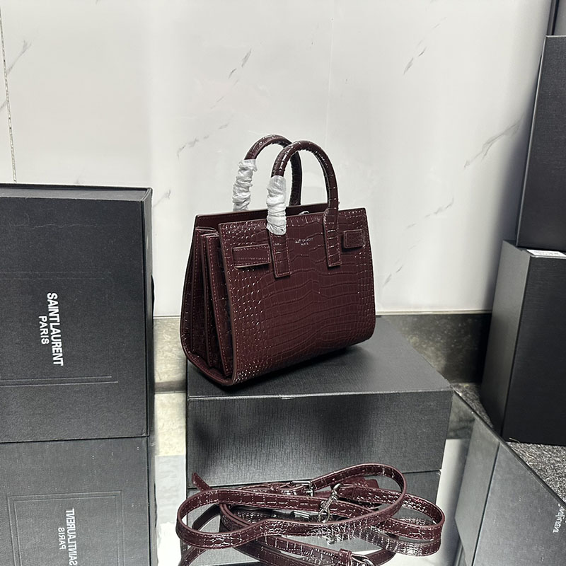 N品 YSL サンローラン サック サック ド ジュール ナノ(クロコダイルエンボスレザー)ボルドー 392035DND1N6475 カーフスキンレザー シルバー金具 激安優良店 - 画像 (9)