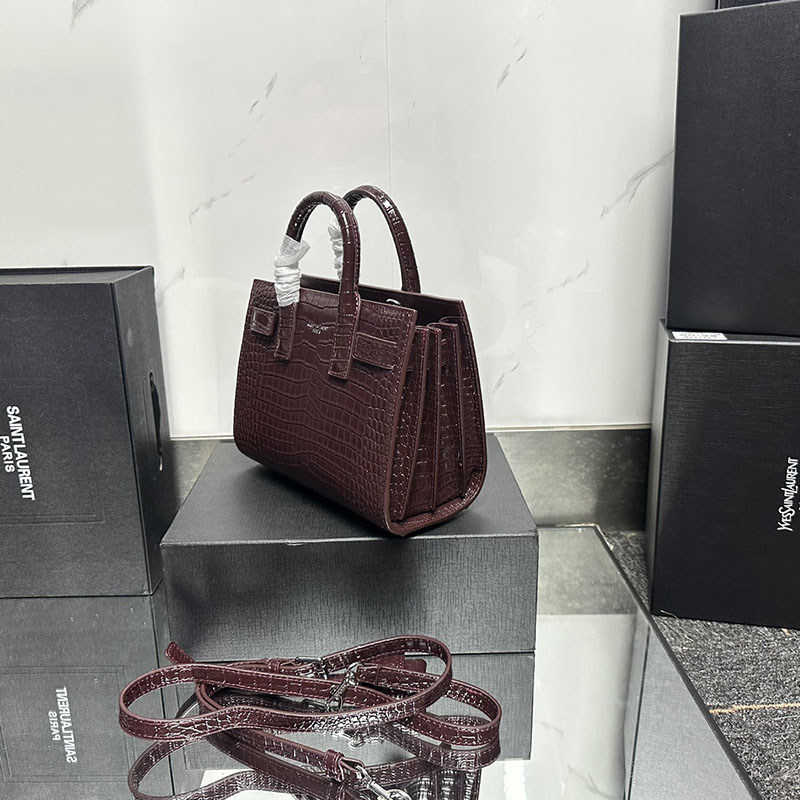 N品 YSL サンローラン サック サック ド ジュール ナノ(クロコダイルエンボスレザー)ボルドー 392035DND1N6475 カーフスキンレザー シルバー金具 激安優良店 - 画像 (8)
