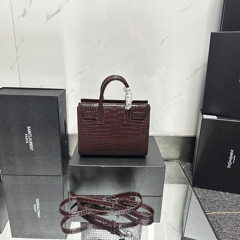 N品 YSL サンローラン サック サック ド ジュール ナノ(クロコダイルエンボスレザー)ボルドー 392035DND1N6475 カーフスキンレザー シルバー金具 激安優良店 - 画像 (7)