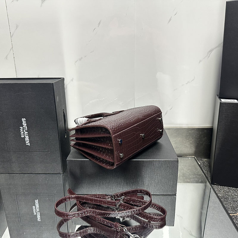 N品 YSL サンローラン サック サック ド ジュール ナノ(クロコダイルエンボスレザー)ボルドー 392035DND1N6475 カーフスキンレザー シルバー金具 激安優良店 - 画像 (5)