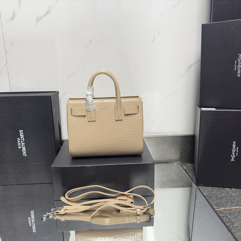 N品 YSL サンローラン サック サック ド ジュール ナノ(クロコダイルエンボスレザー)NATURAL TAN 392035DND1N2357 カーフスキンレザー シルバー金具 激安優良店 - 画像 (8)